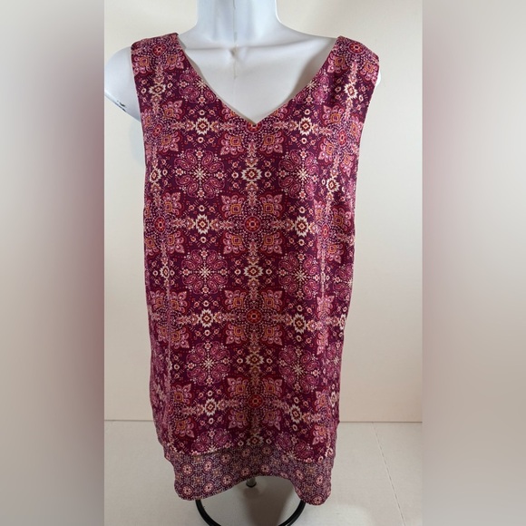 J.Jill Pink Paisley Boho Sleeveless Tunic Blouse Top Women’s Petite M - Picture 2 of 9